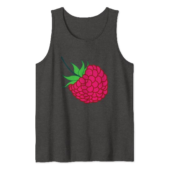 Raspberry red with green leaves Tank Tops