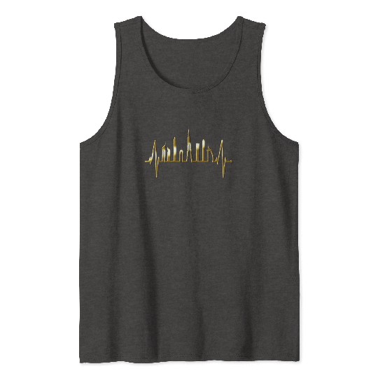 Dubai Skyline Heartbeat Burj Khalifa Silhouette Tank Tops