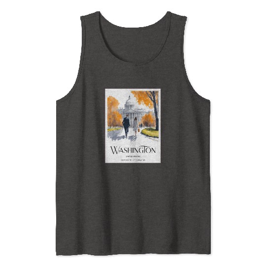 Watercolor painting loving couple in Washington DC Tank Tops
