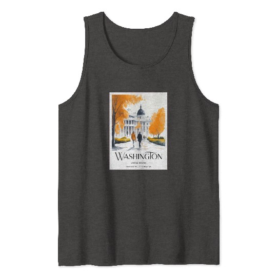 Watercolor painting loving couple in Washington DC Tank Tops