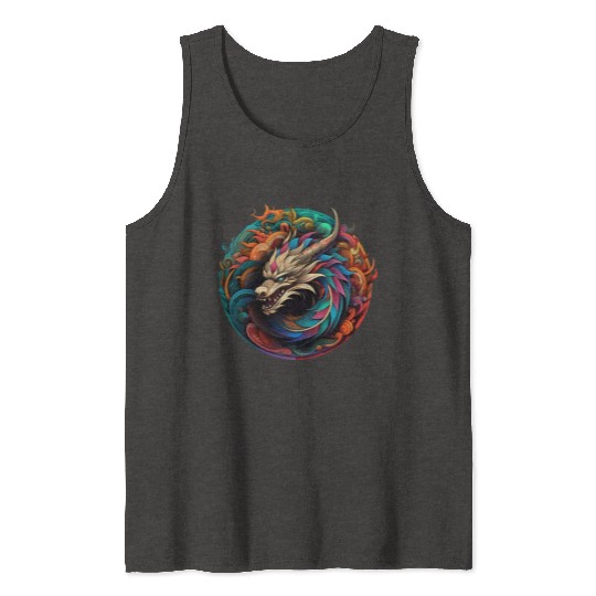 Logo dragon pattern circle pentel color 2 Tank Tops