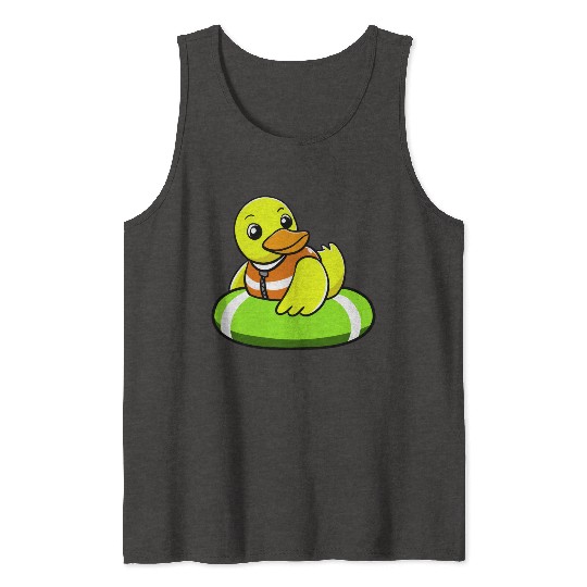 A Lazy Duck Is Swimming Tank Tops