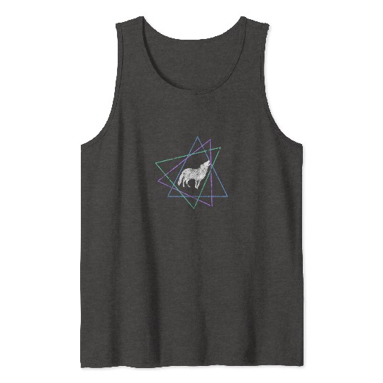 Geometric Howling Wolf Tank Tops