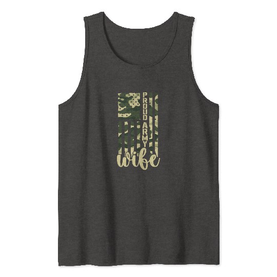 Proud Army Wife American Soldier US Flag Military Tank Tops