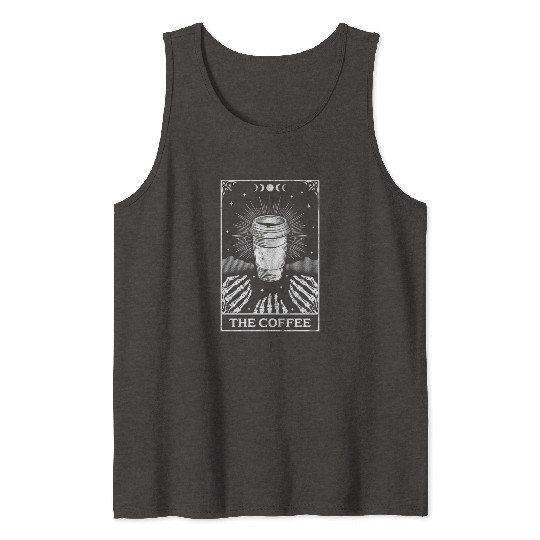 The Coffee Tarot Card Skeleton Coffee Lover Retro Tank Tops