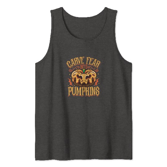 Scary Pumpkin Halloween Costume Autumn Fall Gift Tank Tops