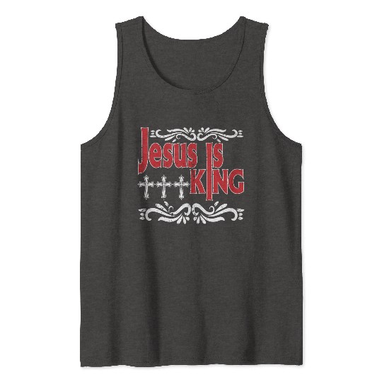 Jesus Is King Love Jesus Christian Christmas Tank Tops