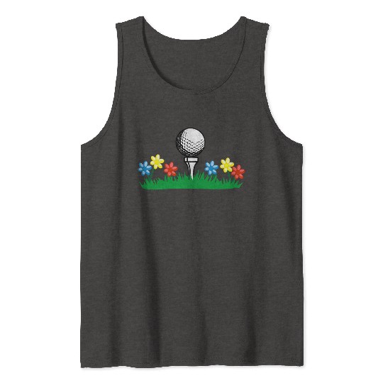 Golf ball on grass field with flowers Tank Tops