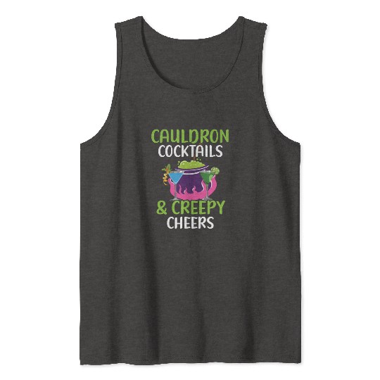 Cauldron Cocktails & Creepy Cheers Halloween Tank Tops