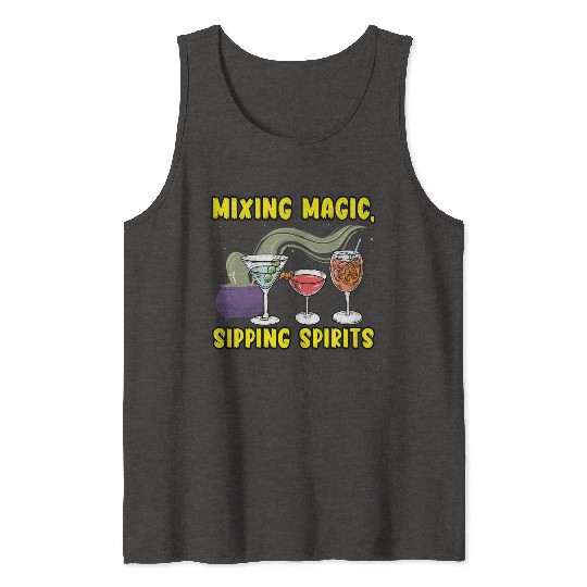 Mixing Magic Sipping Spirits Bartender Halloween Tank Tops