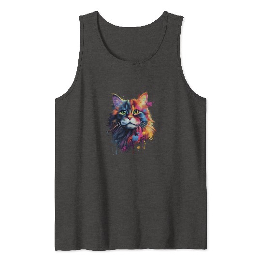 Color Explosion Persian Cat Art Tank Tops