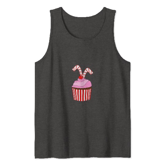 Cupcakes And Candy Canes Tank Tops