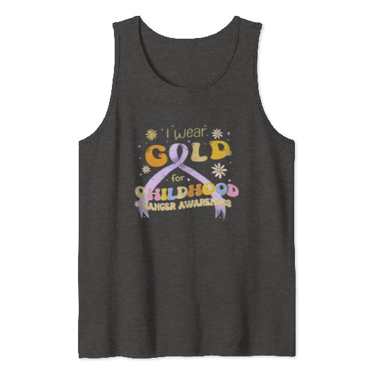 I Wear Gold For Childhood Cancer Awareness Tank Tops