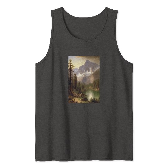 Snowy Mountain Lake Landscape Painting Tank Tops