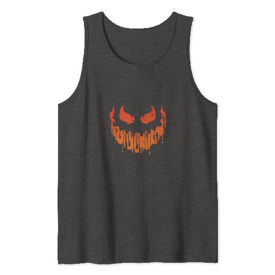 Cool Pumpkin Head Face Creepy Halloween Pumpkin Tank Tops