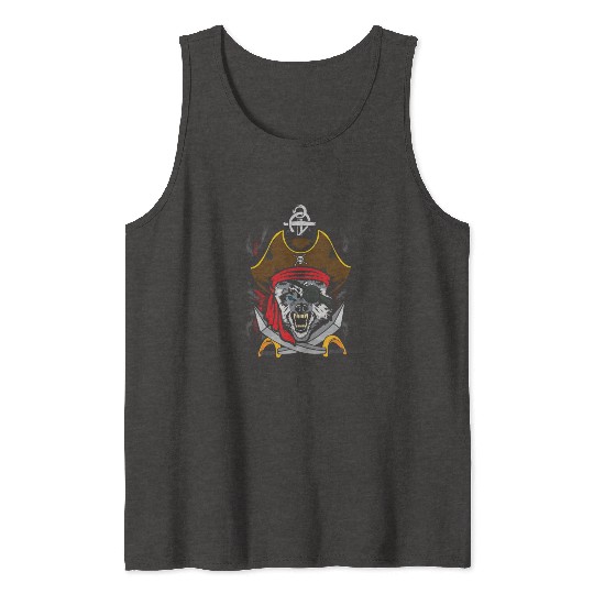Wolf Jolly Pirate Decor Lazy Halloween Tank Tops