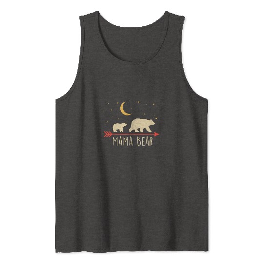Mama Bear with Cub Moon Stars Mama Bear Tank Tops