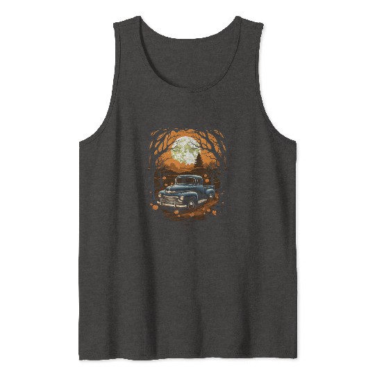 Creepy Old Truck Halloween Haunted Classic Truck Tank Tops