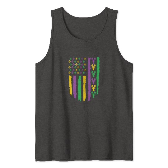 American Flag Lobster Fleur Mardi Gras Tank Tops