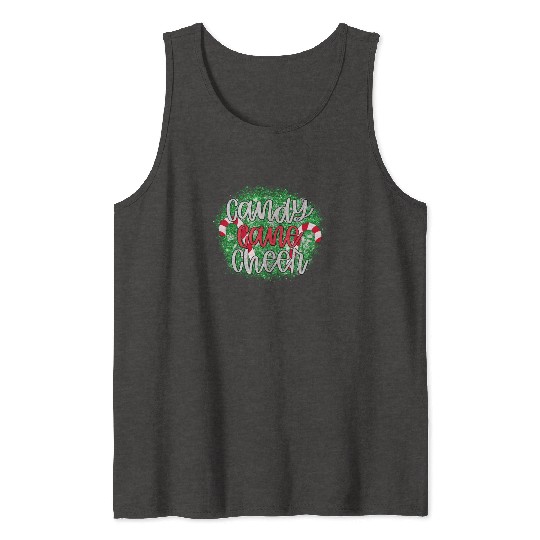 Candy Cane Cheer Happy Christmas Xmas Holiday Tank Tops