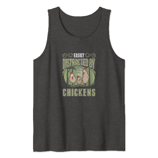 Easily Distracted By Chickens Chicken Tank Tops