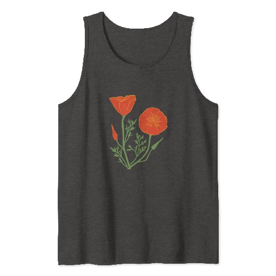 California Poppies on Clear Background Tank Tops