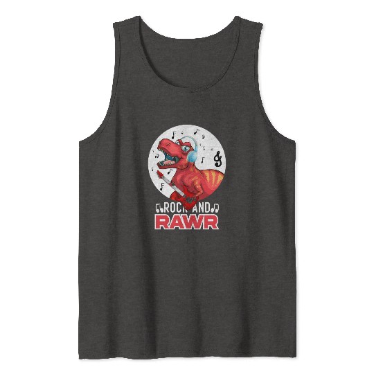 Rock & Rawr Vintage Dinosaur T-Rex Music Japanese Tank Tops