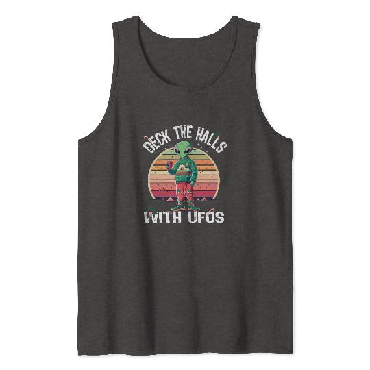 Beam Me Up Santa Claus Alien Christmas Ufo Coffee Tank Tops