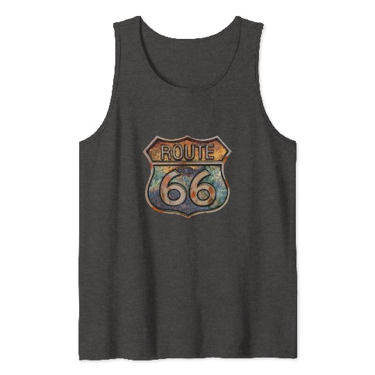 Route 66 vintage sign - Dingy metal sign 2 Tank Tops