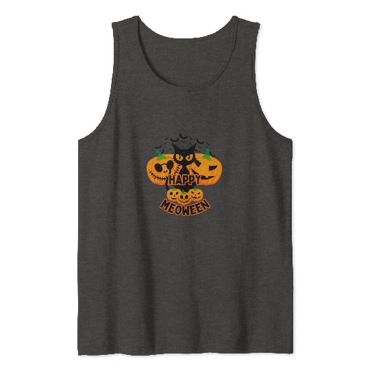 Happy Meoween Black Cat Tank Tops