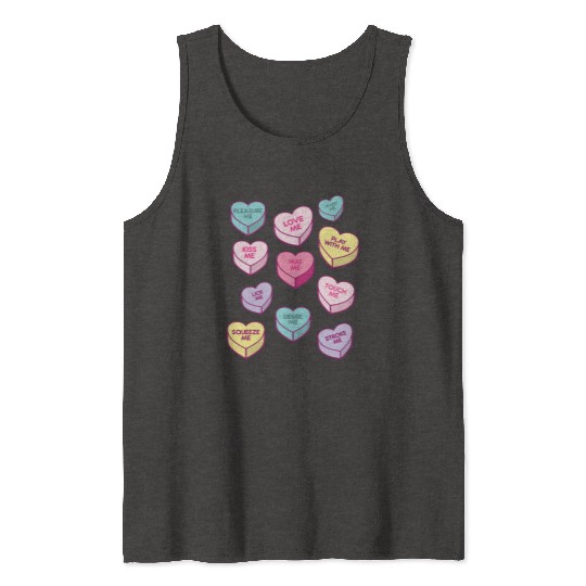 Love Me Kiss Me Pleasure Me Candy Hearts Tank Tops