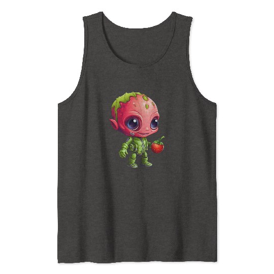 Strawberry Alien: Green & Red in Harmony Tank Tops