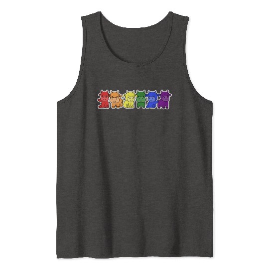 LGBT+ Flag Cow Design for proud LGBT+ People Tank Tops