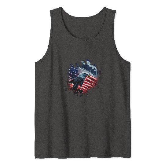 America eagle under Moon with American Flag Tank Tops