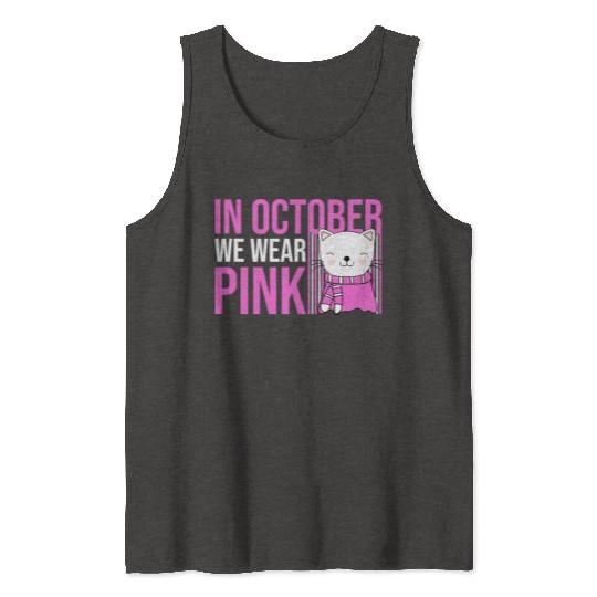 In October We Wear Pink Cute Cat Tank Tops