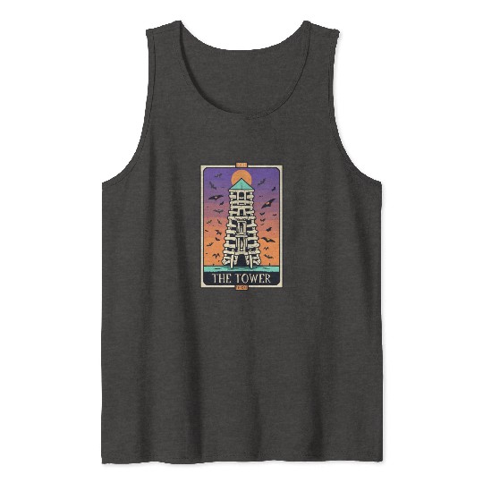 The Tower Tarot Skeleton Halloween Style Tank Tops