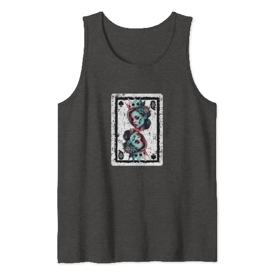 Queen of Spades Gothic Card Game Halloween Creepy Tank Tops