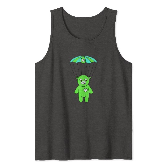 Teddy Bear - The Green Skydiver Tank Tops