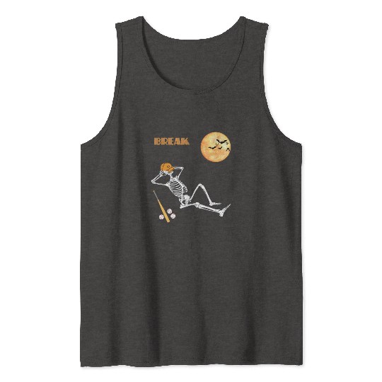 Skeleton Baseball Break Sleep Chill Halloween Funn Tank Tops