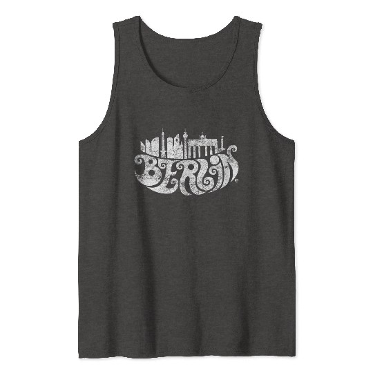 Berlin Skyline + Typography (white) Tank Tops