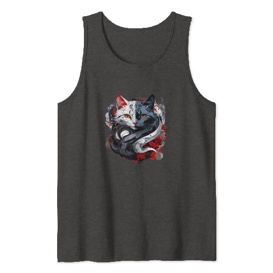 CrazyCat Kitten Meow Lovers Cat Silhouette Apparel Tank Tops