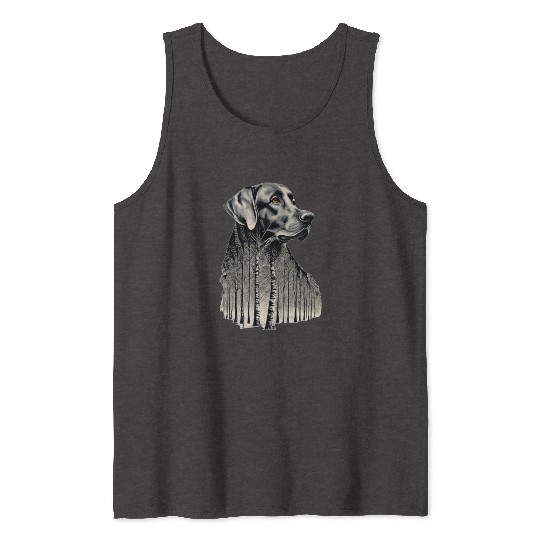 Funny black labrador charcoal drawing Tank Tops