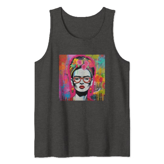 Frida Kahlo style urban art colorfull graffiti Tank Tops