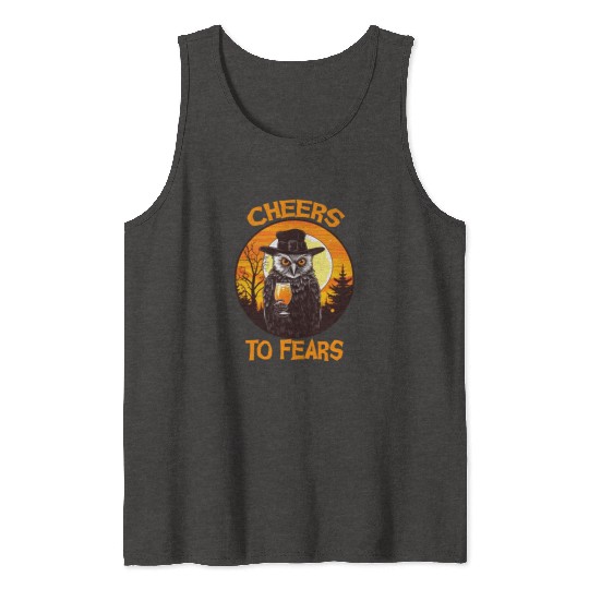 Halloween beer owl retro gift Tank Tops