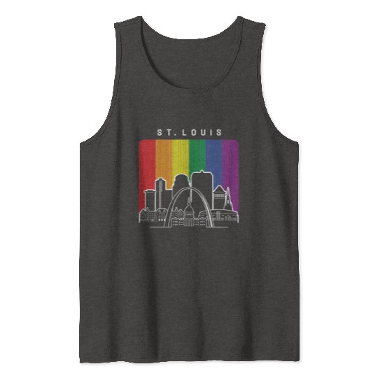 St. Louis Missouri Rainbow Flag LGBTQAI Pride Tank Tops