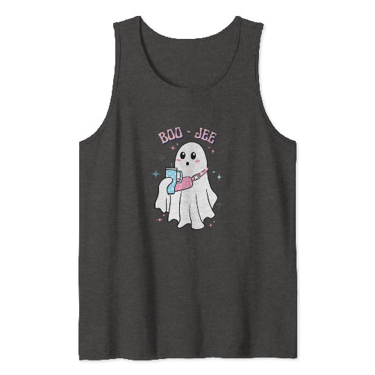 BOO-JEE Spooky Cute Ghost Halloween Costume Design Tank Tops