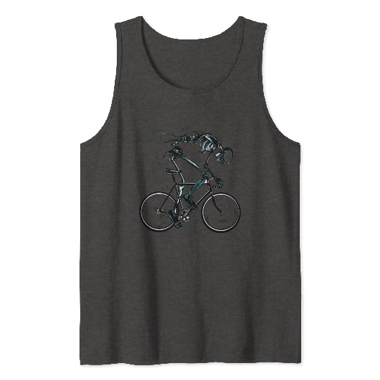 Bike to the Death Cool Skeleton Riding a Bicycle Tank Tops