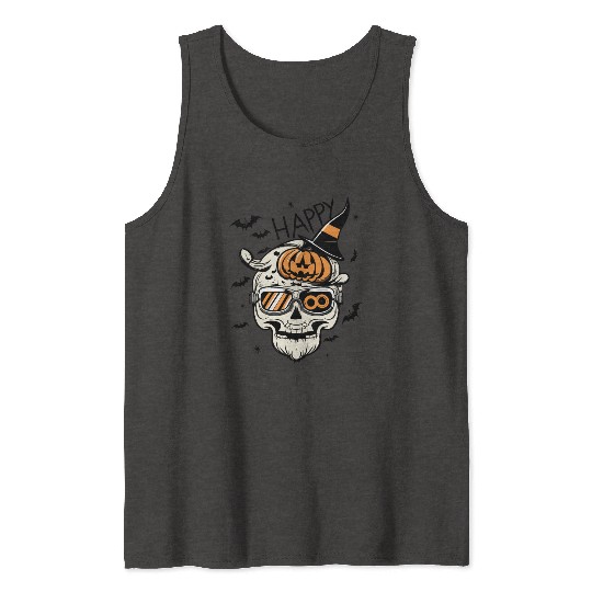 Skull Candy Punppkin Halloween Tank Tops