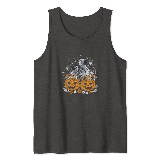 Pumpkin Dalmatian costume on Dalmatian Halloween Tank Tops