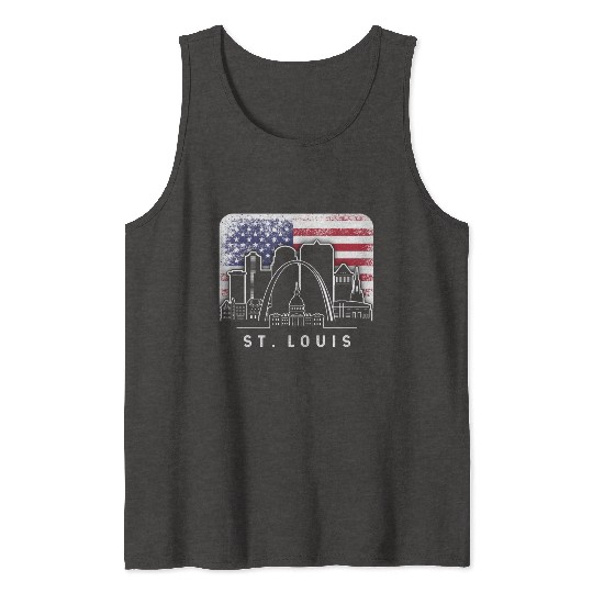 St. Louis Missouri American Flag Vintage Tank Tops